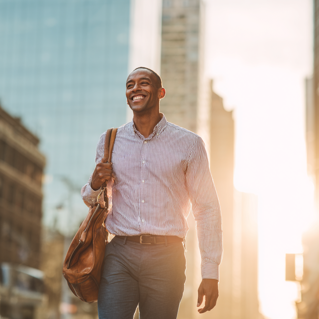Energized man feeling well